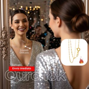 Colar Shushunova - joia leve classica em Ouro 18k