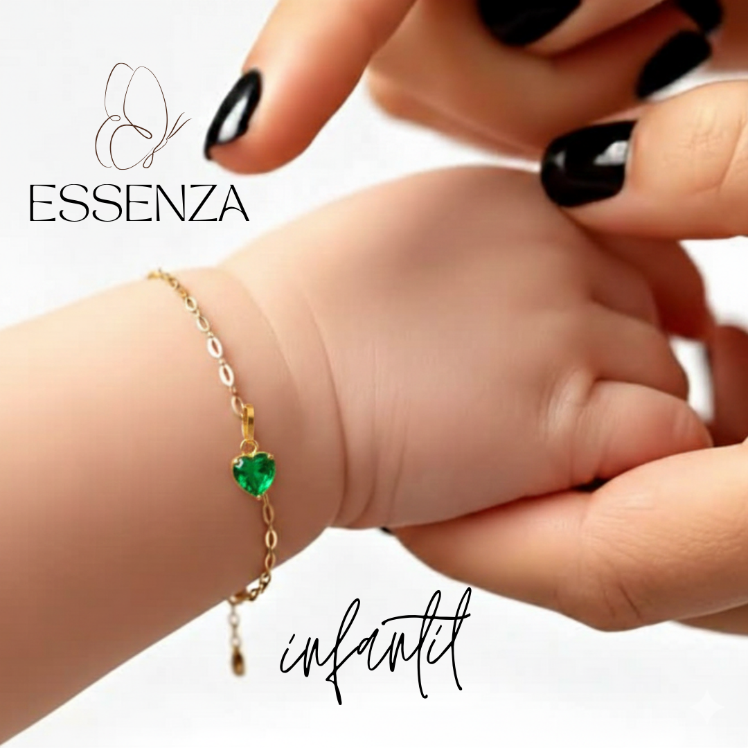 Pulseira Essenza Linha Bebê Ouro 18K com pingente 4mm
