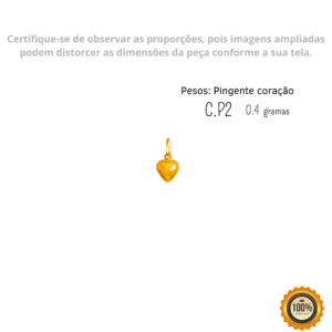 Pingente coração maciço Ouro 18k