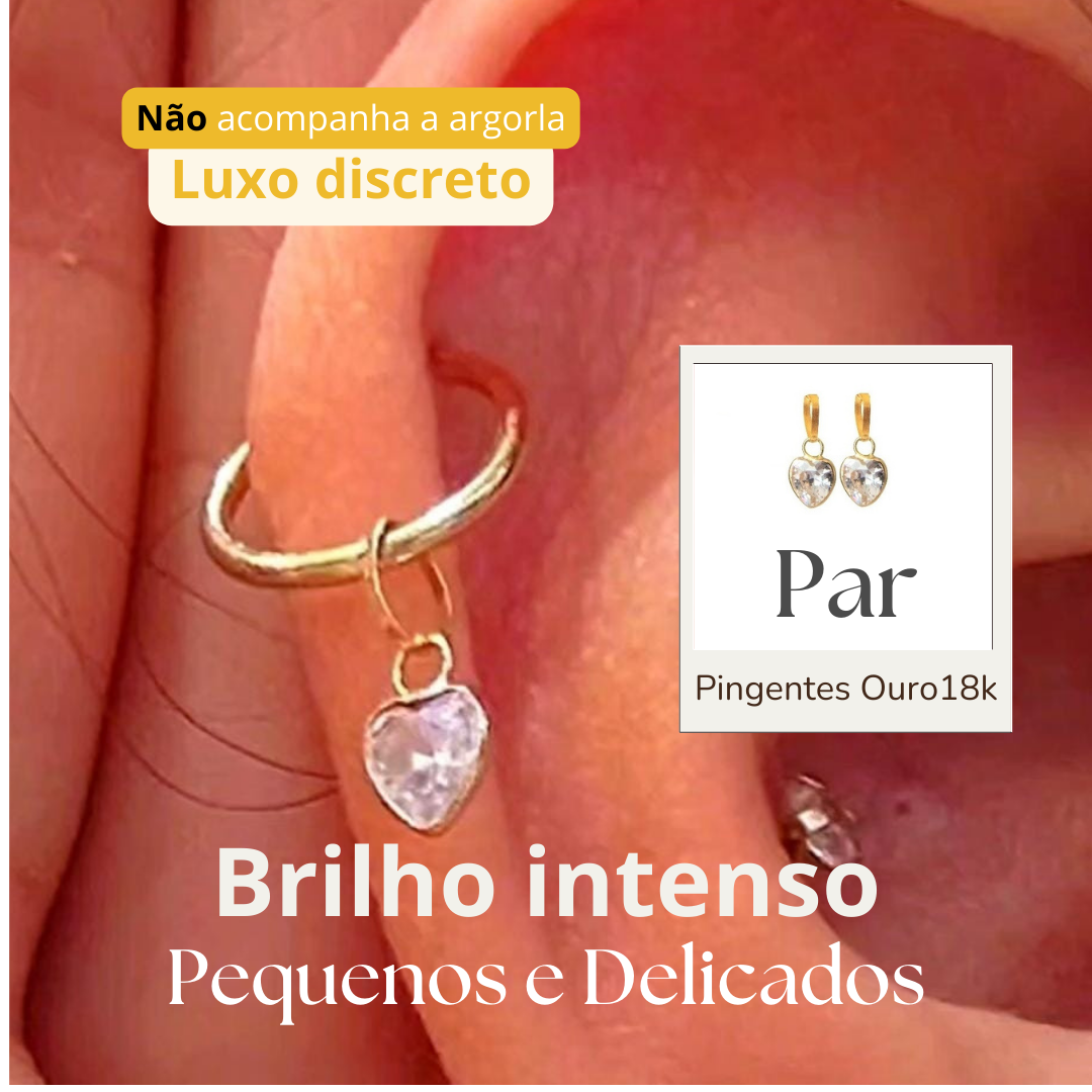 Pingente Coração Ouro & Zirconia 4mm - (Par)